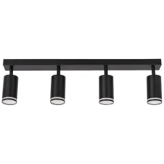 LEDHOFF LAMPA SUFITOWA NATYNKOWA SPOT 4XLED GU10 CZARNA Z RINGIEM 60 CM