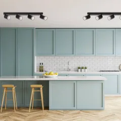 LEDHOFF LAMPA SUFITOWA NATYNKOWA SPOT 4XLED GU10 CZARNA Z RINGIEM 60 CM