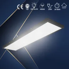 PANEL SUFITOWY LED 120X30 CM 40 W 4000 LM CZARNY LEDHOFF PLAFON NATYNKOWY