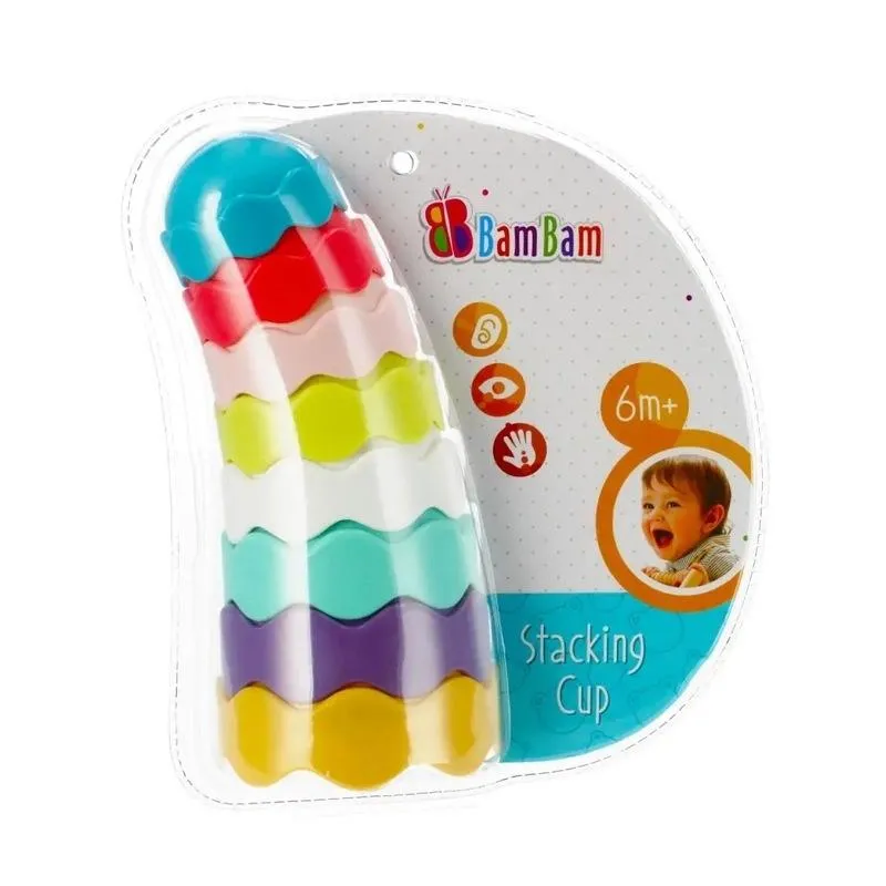 KOLOROWE KUBECZKI DO UKŁADANIA WIEŻA EDUKACYJNA 8 ELEMENTÓW BAM BAM 6M+