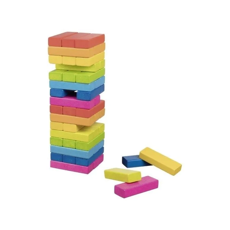 KLOCKI JENGA DREWNIANE 48 ELEMENTÓW 8 KOLORÓW GRA ZRĘCZNOŚCIOWA 4+