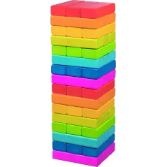 Klocki Jenga Drewniane 48 Elementów 8 Kolorów Gra Zręcznościowa 4+