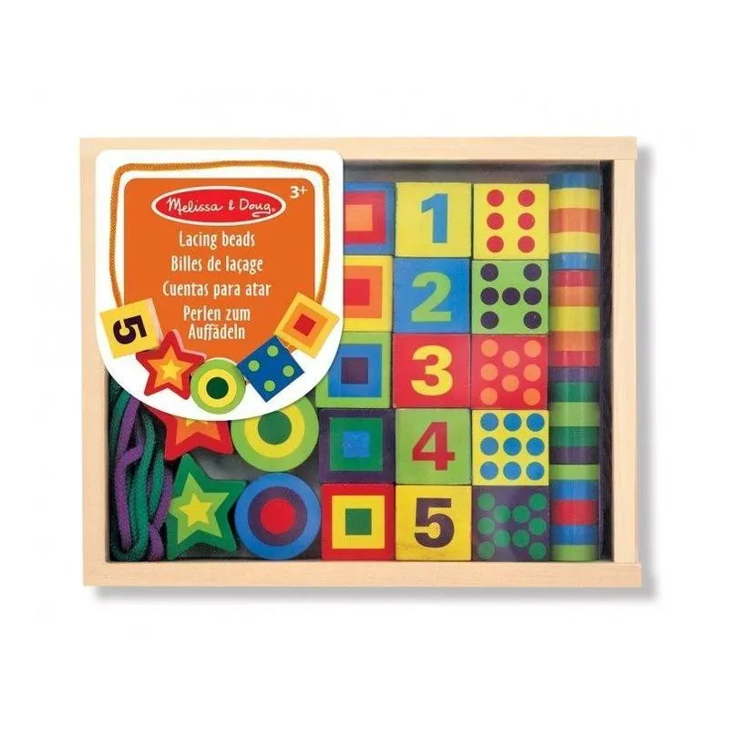 ZESTAW DUŻYCH KORALIKÓW KREATYWNA ZABAWA I ĆWICZENIE SPRAWNOŚCI MANUALNEJ MELISSA & DOUG 2+