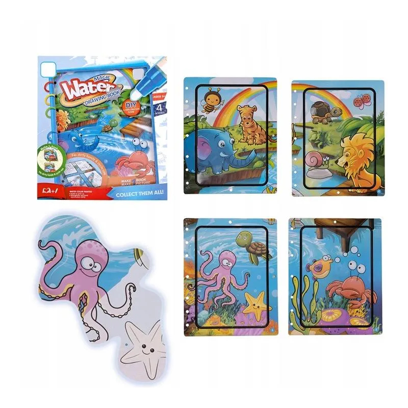 KOLOROWANKA WODNA WATER Z PISAKIEM ZWIERZĘTA – WIELOKROTNE UŻYCIE DLA DZIECI 3+