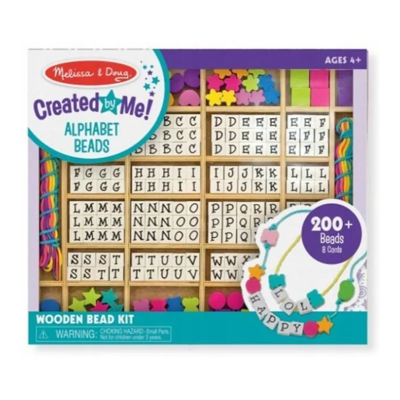 DREWNIANY ZESTAW KORALIKÓW Z LITERKAMI – TWORZENIE BIŻUTERII DLA DZIECI 4+