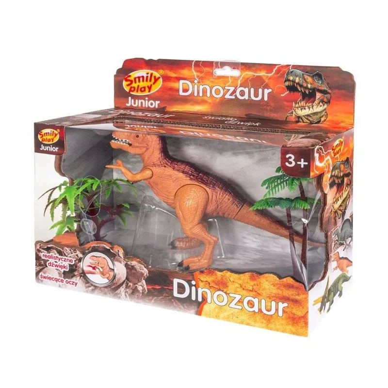 INTERAKTYWNY DINOZAUR TYRANOZAUR ZE ŚWIATŁEM I RYCZENIEM SMILY PLAY 3+