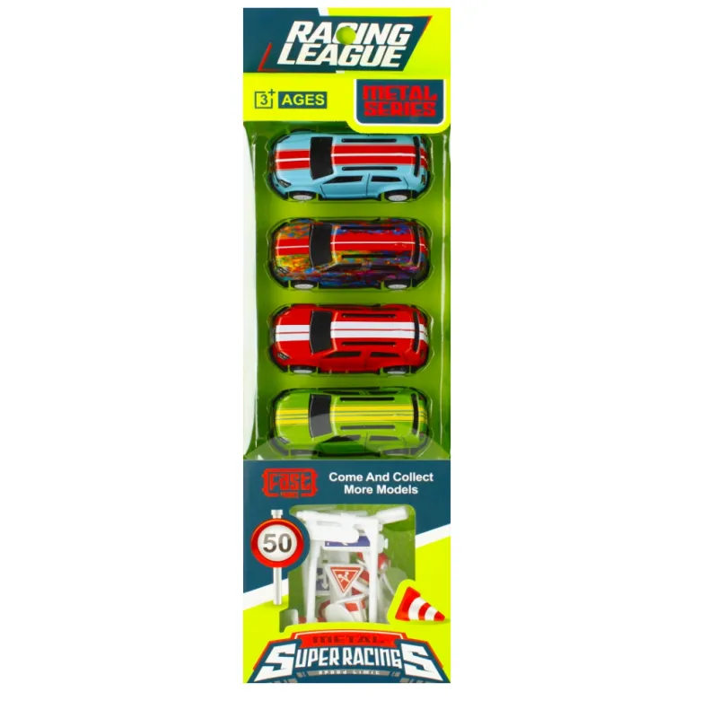 ZESTAW METALOWYCH AUT WYŚCIGOWYCH Z AKCESORIAMI MEGA CREATIVE 3+