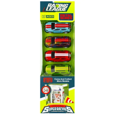 ZESTAW METALOWYCH AUT WYŚCIGOWYCH Z AKCESORIAMI MEGA CREATIVE 3+