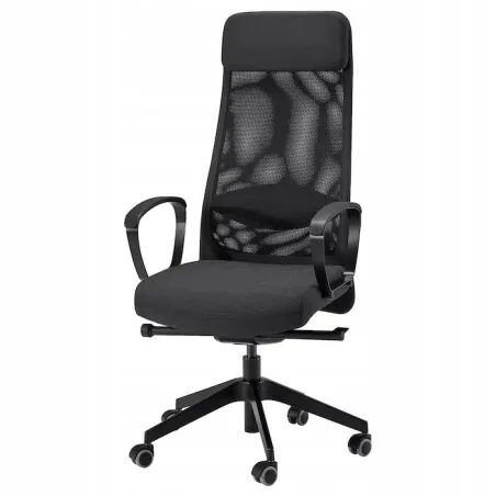 Krzesło Biurowe Ergonomiczne Ikea Markus Vissle Ciemnoszare Z Zagłówkiem