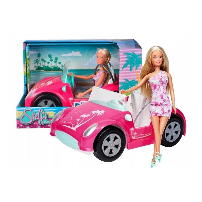 LALKA STEFFI LOVE Z RÓŻOWYM KABRIOLETEM SAMOCHÓD DLA LALKI SIMBA 3+