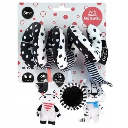Zabawka Sensoryczna Spirala Pluszowa Tygrys Krowa Do Wózka Dla Niemowląt 3M+