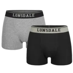 MAJTKI BOKSERKI MĘSKIE L 2PACK CZARNY + SZARY LONSDALE