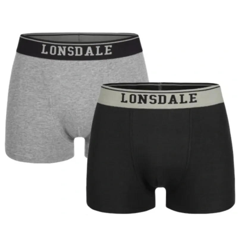 MAJTKI BOKSERKI MĘSKIE L 2PACK CZARNY + SZARY LONSDALE