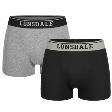 MAJTKI BOKSERKI MĘSKIE L 2PACK CZARNY + SZARY LONSDALE