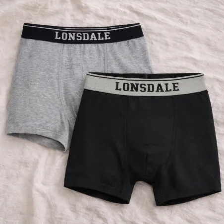 Majtki Bokserki Męskie L 2Pack Czarny + Szary Lonsdale