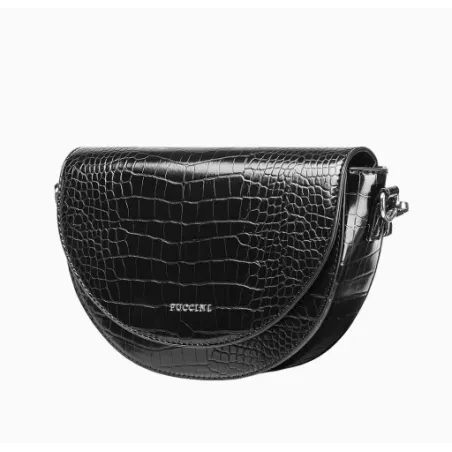 Torebka Damska Puccini Listonoszka Czarna Krokodyl