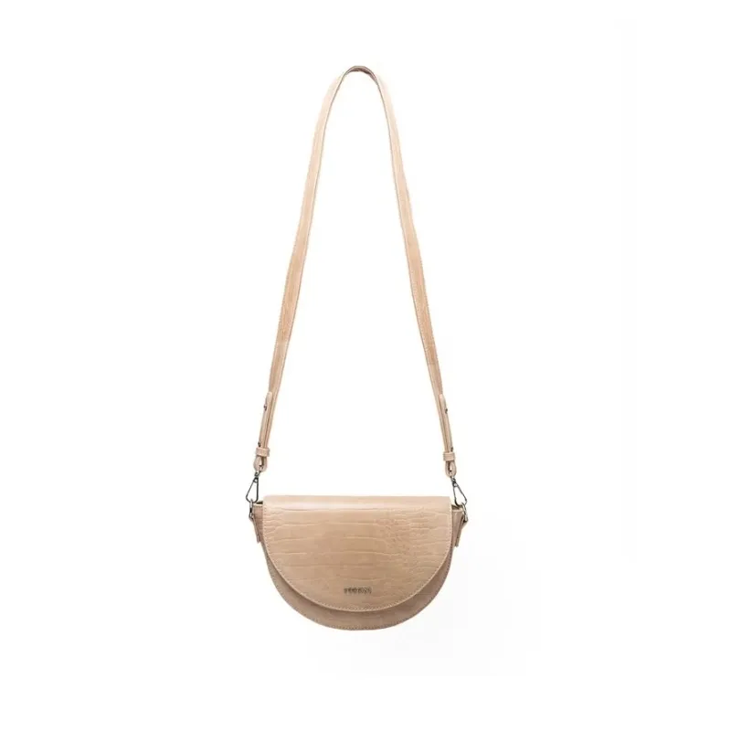 BEŻOWA TOREBKA DAMSKA PUCCINI PÓŁKSIĘŻYC LISTONOSZKA