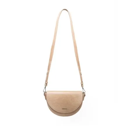 BEŻOWA TOREBKA DAMSKA PUCCINI PÓŁKSIĘŻYC LISTONOSZKA