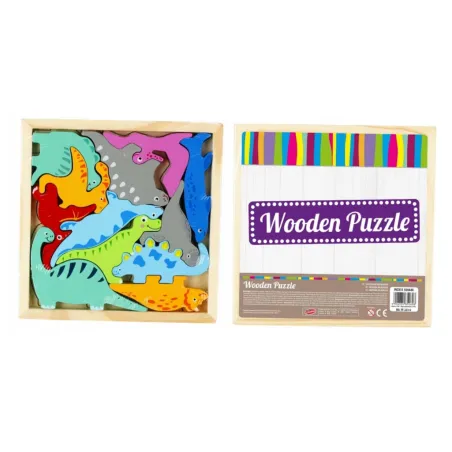 Drewniana Układanka Dinozaury 12 Elementów Edukacyjne Puzzle Dla Dzieci 3+