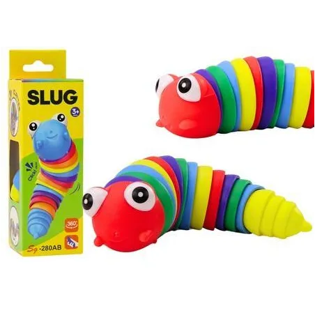 KOLOROWY ŚLIMAK SENSORYCZNY GIĘTKI ROBACZEK ANTYSTRESOWY 3+