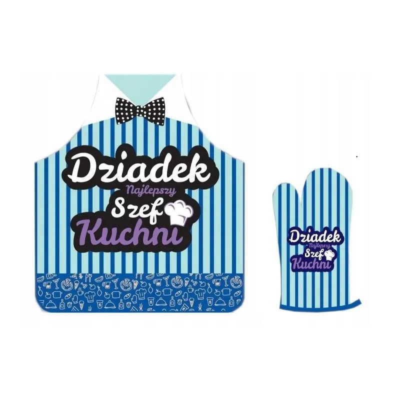 FARTUCH I RĘKAWICA DZIADEK SZEF KUCHNI PREZENT NA DZIEŃ DZIADKA