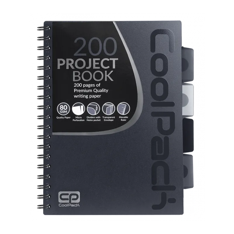 KOŁOZESZYT W KRATKĘ B5 COOLPACK 200 STRON Z TRANSPARENTNĄ KOPERTĄ I PRZEKŁADKAMI