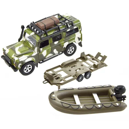 Land Rover Wojskowy Z Pontonem Auto Metalowe 30 Cm