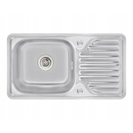 Zlewozmywak Stalowy Harmonia 76X43 Cm Satyna Inox 1 Komora Z Syfonem