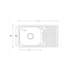 ZLEWOZMYWAK STALOWY HARMONIA 76X43 CM SATYNA INOX 1 KOMORA Z SYFONEM
