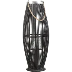 LAMPION BAMBUSOWY 72 CM CZARNY ZE SZKLANYM ŚWIECZNIKIEM BELIANI TAHITI