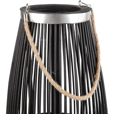 Lampion Bambusowy 72 Cm Czarny Ze Szklanym Świecznikiem Beliani Tahiti