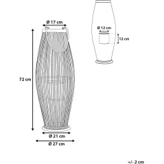 LAMPION BAMBUSOWY 72 CM CZARNY ZE SZKLANYM ŚWIECZNIKIEM BELIANI TAHITI