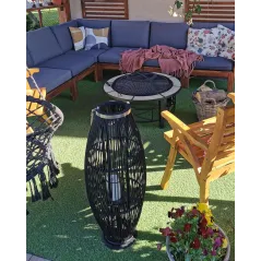 LAMPION BAMBUSOWY 72 CM CZARNY ZE SZKLANYM ŚWIECZNIKIEM BELIANI TAHITI