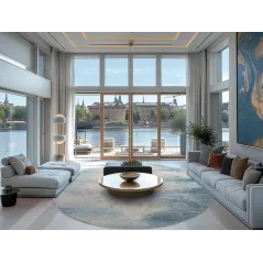 ELEGANCKI DYWAN OKRĄGŁY GARDA ZARZI 240 CM NIEBIESKI