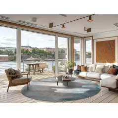 ELEGANCKI DYWAN OKRĄGŁY GARDA ZARZI 240 CM NIEBIESKI