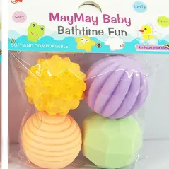 MIĘKKIE PIŁECZKI SENSORYCZNE DLA MALUSZKA ZESTAW 4 PIŁEK DO ZABAWY I ROZWOJU SMILY PLAY 18M+