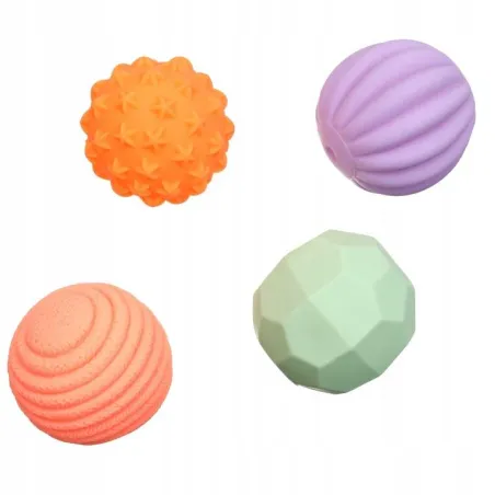 Miękkie Piłeczki Sensoryczne Dla Maluszka Zestaw 4 Piłek Do Zabawy I Rozwoju Smily Play 18M+