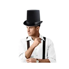 CZARNY CYLINDER DŻENTELMEN DUŻY KAPELUSZ KARNAWAŁOWY RETRO VINTAGE