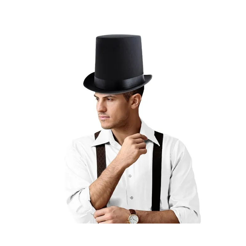 CZARNY CYLINDER DŻENTELMEN DUŻY KAPELUSZ KARNAWAŁOWY RETRO VINTAGE
