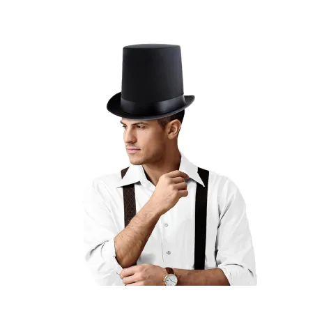 Czarny Cylinder Dżentelmen Duży Kapelusz Karnawałowy Retro Vintage