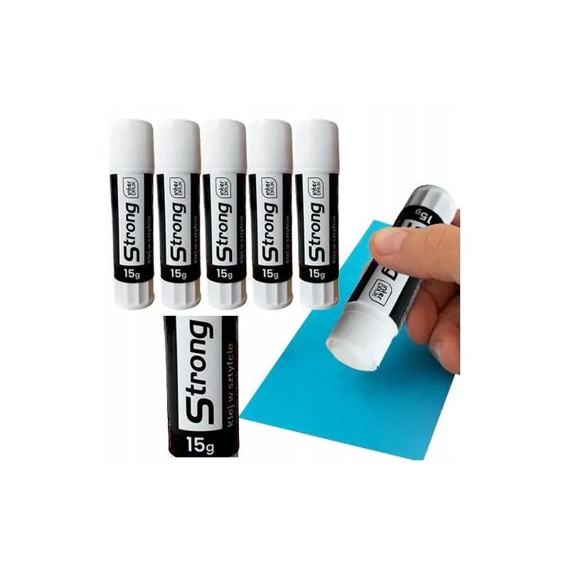 KLEJ W SZTYFCIE STRONG 15 G TRANSPARENTNY KLEJ SZKOLNY I BIUROWY DO PAPIERU INTERDRUK