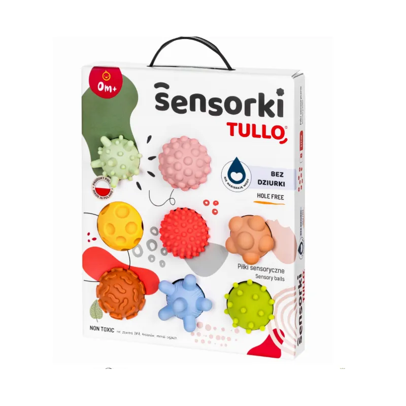ZESTAW PIŁECZEK SENSORYCZNYCH ROZWÓJ MOTORYKI I ZMYSŁÓW 8 SZTUK TULLO 0+