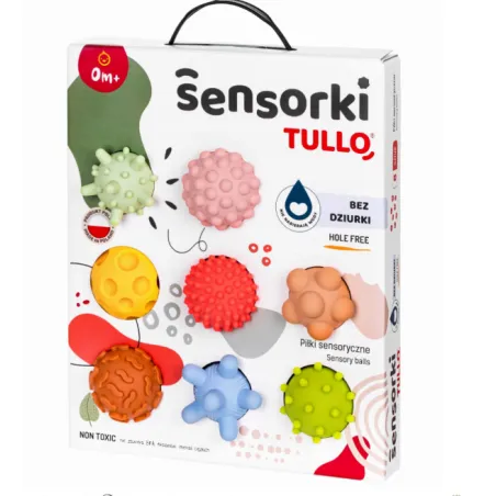 ZESTAW PIŁECZEK SENSORYCZNYCH ROZWÓJ MOTORYKI I ZMYSŁÓW 8 SZTUK TULLO 0+