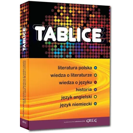 TABLICE LITERATURA POLSKA. WIEDZA O LITERATURZE. WIEDZA O JĘZYKU. HISTORIA. JĘZYK ANGIELSKI. JĘZYK NIEMIECKI . ...