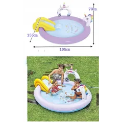 DMUCHANY PARK WODNY DLA DZIECI JEDNOROŻEC BASEN ZE ZJEŻDŻALNIĄ I FONTANNĄ
