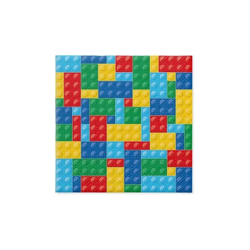 SERWETKI URODZINOWE KLOCKI 33 x 33 CM 20 SZTUK