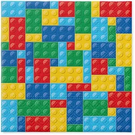 Serwetki Urodzinowe Klocki 33 X 33 Cm 20 Sztuk