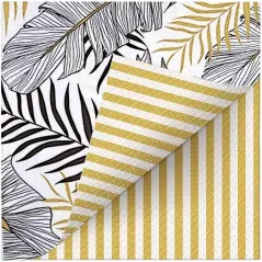 SERWETKI PAPIEROWE CZARNO-ZŁOTE LIŚCIE 33 CM 20 SZT DWUSTRONNE PAW