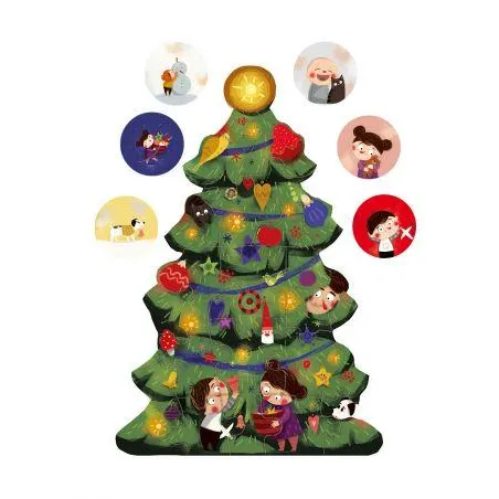 Pucio I Misia Ubierają Choinkę Puzzle 22 Elementy + Zawieszki 2+