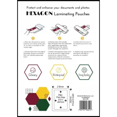 FOLIA LAMINACYJNA DO LAMINOWANIA A4 75-80 MIC HEXAGON 100 ARKUSZY